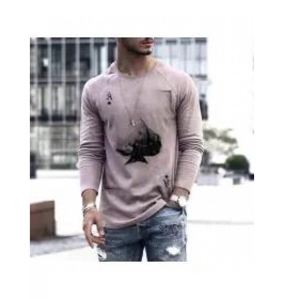 Mens Fashion Ink Poker Long Sleeve T-shirt