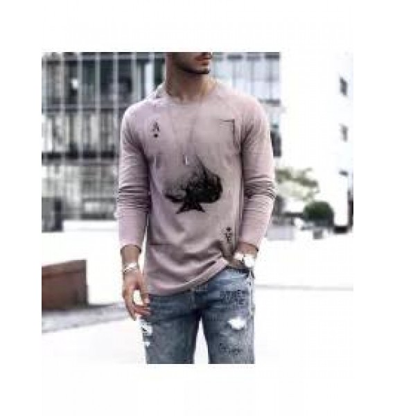 Mens Fashion Ink Poker Long Sleeve T-shirt