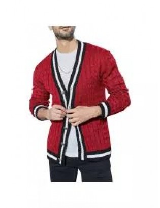 Men's British Style Jacquard Colorblock Knit Sweater Jacket