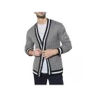 Men's British Style Jacquard Colorblock Knit Sweater Jacket