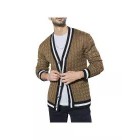 Men's British Style Jacquard Colorblock Knit Sweater Jacket