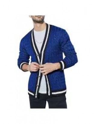 Men's British Style Jacquard Colorblock Knit Sweater Jacket