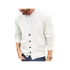 Men's English Solid V-Neck Jacquard Knit Sweater Jacket