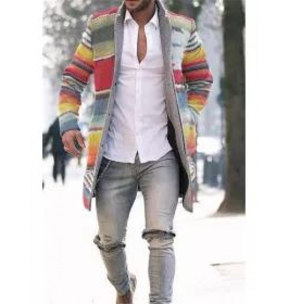 Fashion Business Rainbow Print Coat