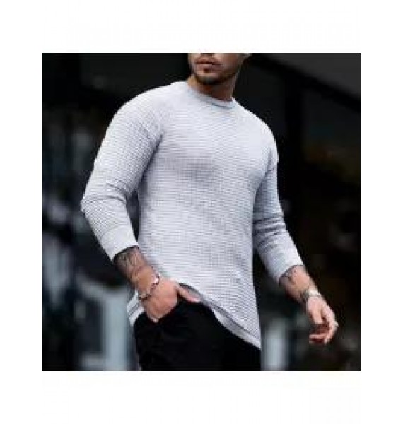 Fashion Plaid Round Neck Long Sleeve T-shirt