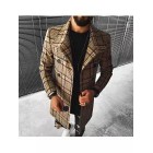 Street Fashion Casual Plaid Texture Slim Long Sleeve Coat