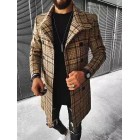 Street Fashion Casual Plaid Texture Slim Long Sleeve Coat