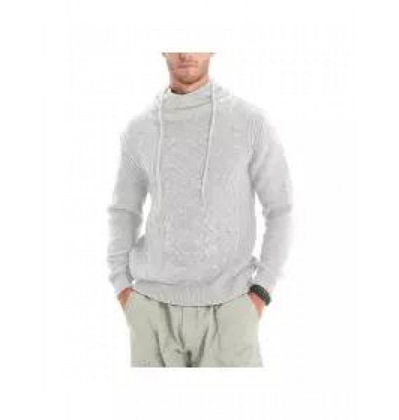 Men's Half Turtleneck Drawstring Jacquard Sweater