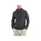 Men's Half Turtleneck Drawstring Jacquard Sweater