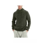 Men's Half Turtleneck Drawstring Jacquard Sweater