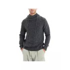 Men's Half Turtleneck Drawstring Jacquard Sweater