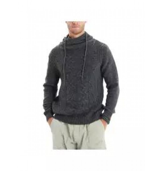 Men's Half Turtleneck Drawstring Jacquard Sweater