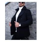 Bonucci Leather Coat Short Black