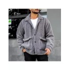 Men's Casual Solid Lamb Fleece Fleece Cardigan Jacket