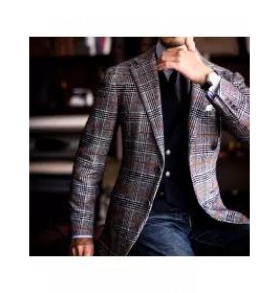 Plaid texture slim fit blazer