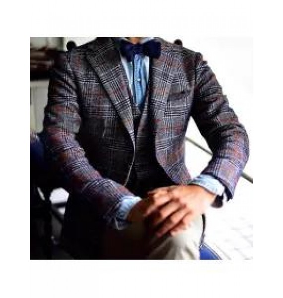 Plaid texture slim fit blazer