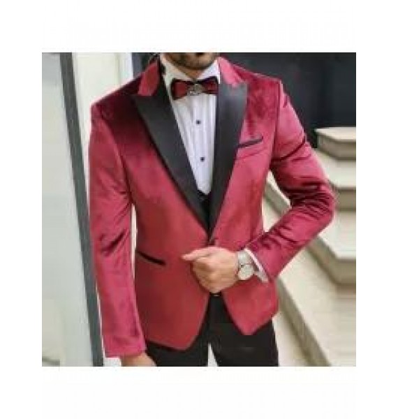 Mens Casual Business Velvet Blazer Jacket