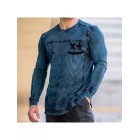 Mens Fashion Washed Long Sleeve T-shirt