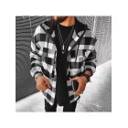 Men's Geometric Lattice Textured Pattern Long-sleeved Shirt/jacket