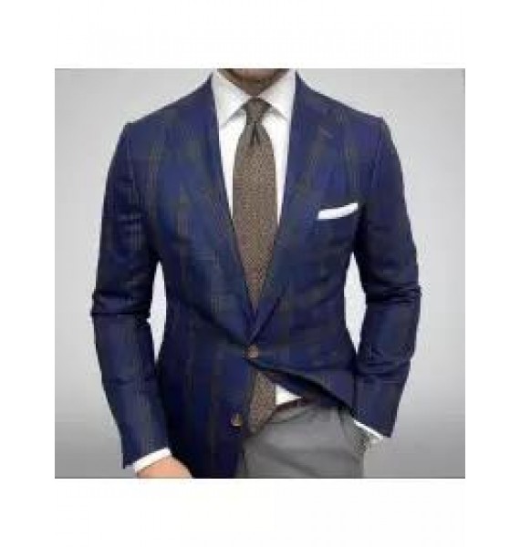 Check Texture Casual Senior Suit Jacket