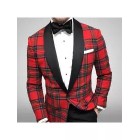 Casual Men's Plaid Green Fruit Collar Blazer