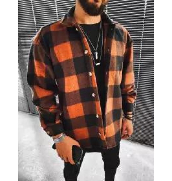 Casual fashion check texture jacket