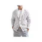 Men's English Lapel Jacquard Knit Jacket Cardigan Sweater