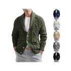 Men's English Lapel Jacquard Knit Jacket Cardigan Sweater