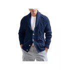 Men's English Lapel Jacquard Knit Jacket Cardigan Sweater