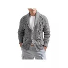 Men's English Lapel Jacquard Knit Jacket Cardigan Sweater