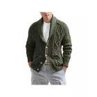 Men's English Lapel Jacquard Knit Jacket Cardigan Sweater