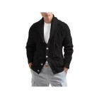 Men's English Lapel Jacquard Knit Jacket Cardigan Sweater