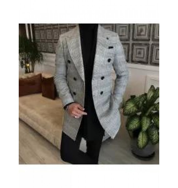 Italian Plaid Double-breasted Coat