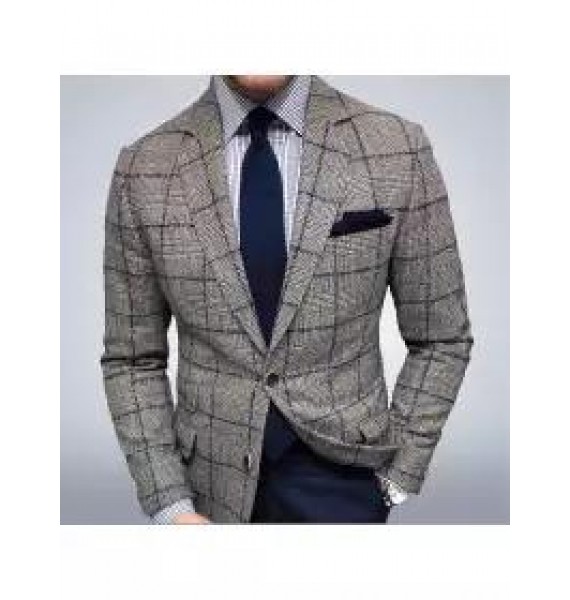 Men's business Plaid slim suit blazer