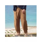 Men's Linen Panel Cut Breathable Stretch Bloomers Casual Pants