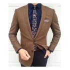 Men's fashion temperament double pocket green fruit collar suit