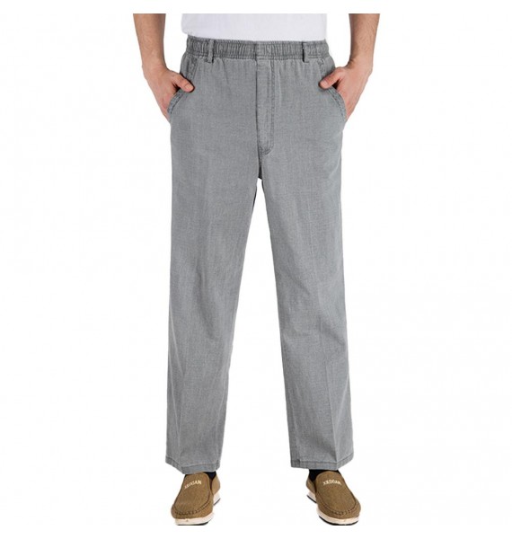 Men's Estic Waist Linen Casual Trousers