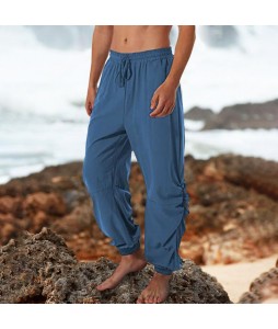 Men's Linen Casual Drawstring Loose Pants