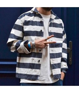 Men's  Striped Design Casual Jacket