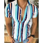 Fashion pel striped colorblock short sleeve shirt