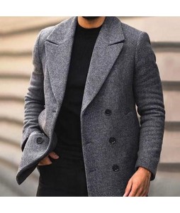 Men's Retro Solid Color Basic Wool Jacket