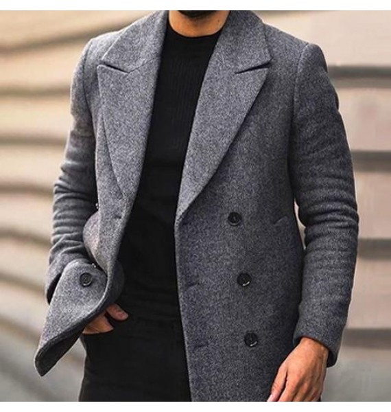 Men's Retro Solid Color Basic Wool Jacket