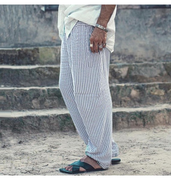 Mens Casual Stripe Beach Pants