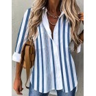 Striped Printed Casual Loose Long Sleeve Blouse