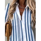 Striped Printed Casual Loose Long Sleeve Blouse