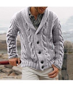 Men's Retro Casual Twisted Knit Cardigan