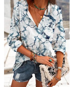 Fall/Winter Print Loose Long-sleeved Blouse