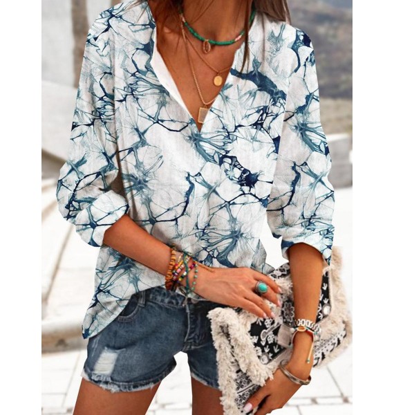 Fall/Winter Print Loose Long-sleeved Blouse