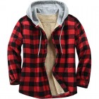 Check Textured Fleece Men's Casual Hooded Jacket