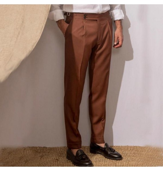 Retro slim mens pin color gentleman pants